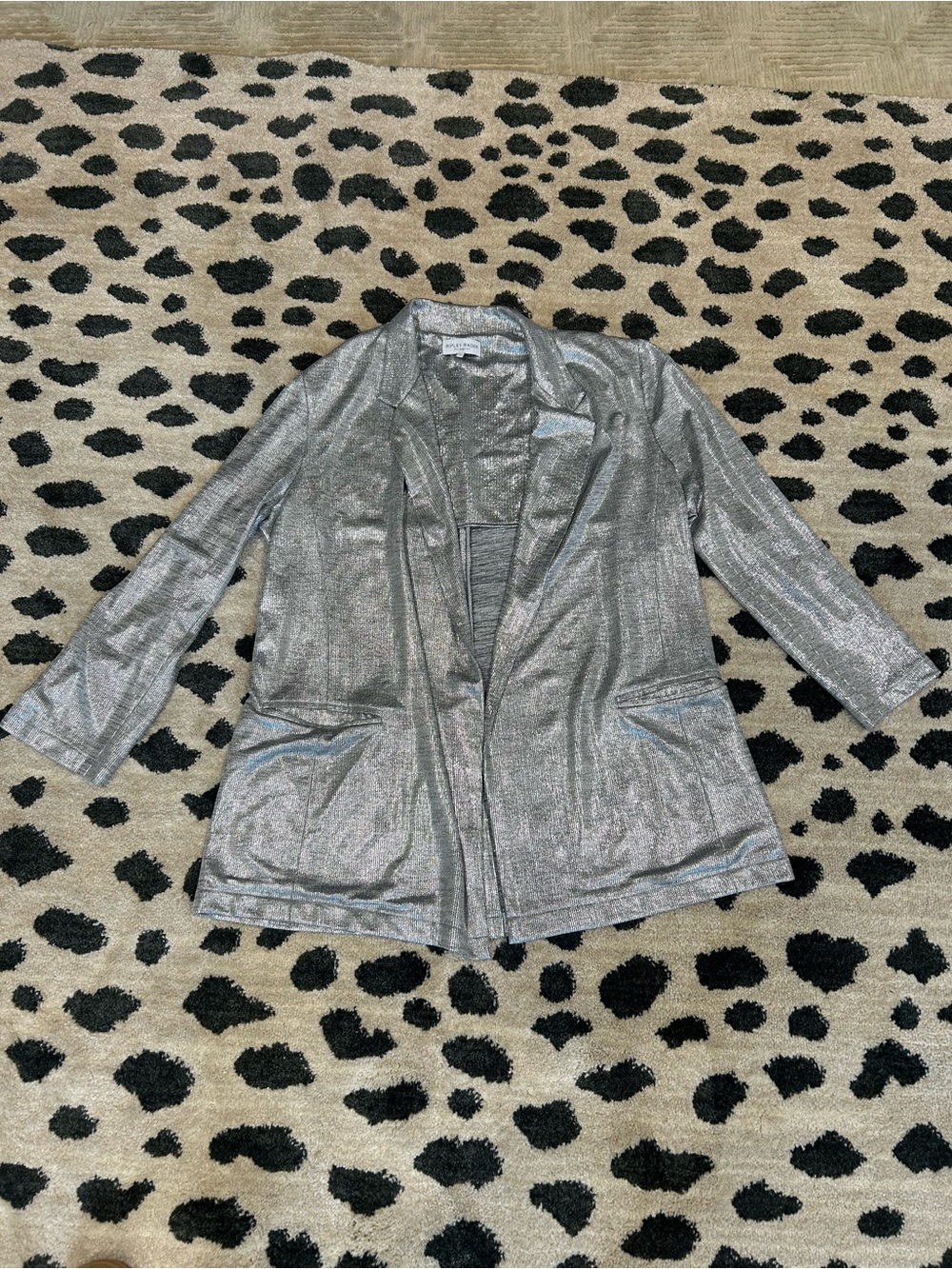 Reformation Silver Shimmery Open-Front Blazer